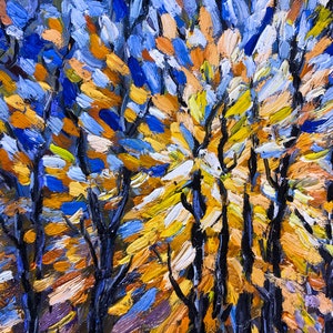 ABSTRACT WOODS LANDSCAPE canvas art Handmade forest scene | Etsy