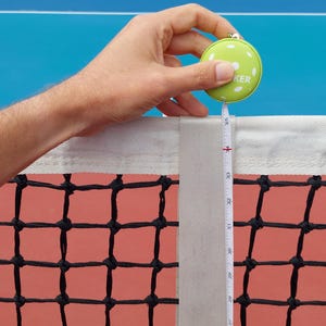 Pickleball Themed measuring tape and keyring for measuring the Net Height.
