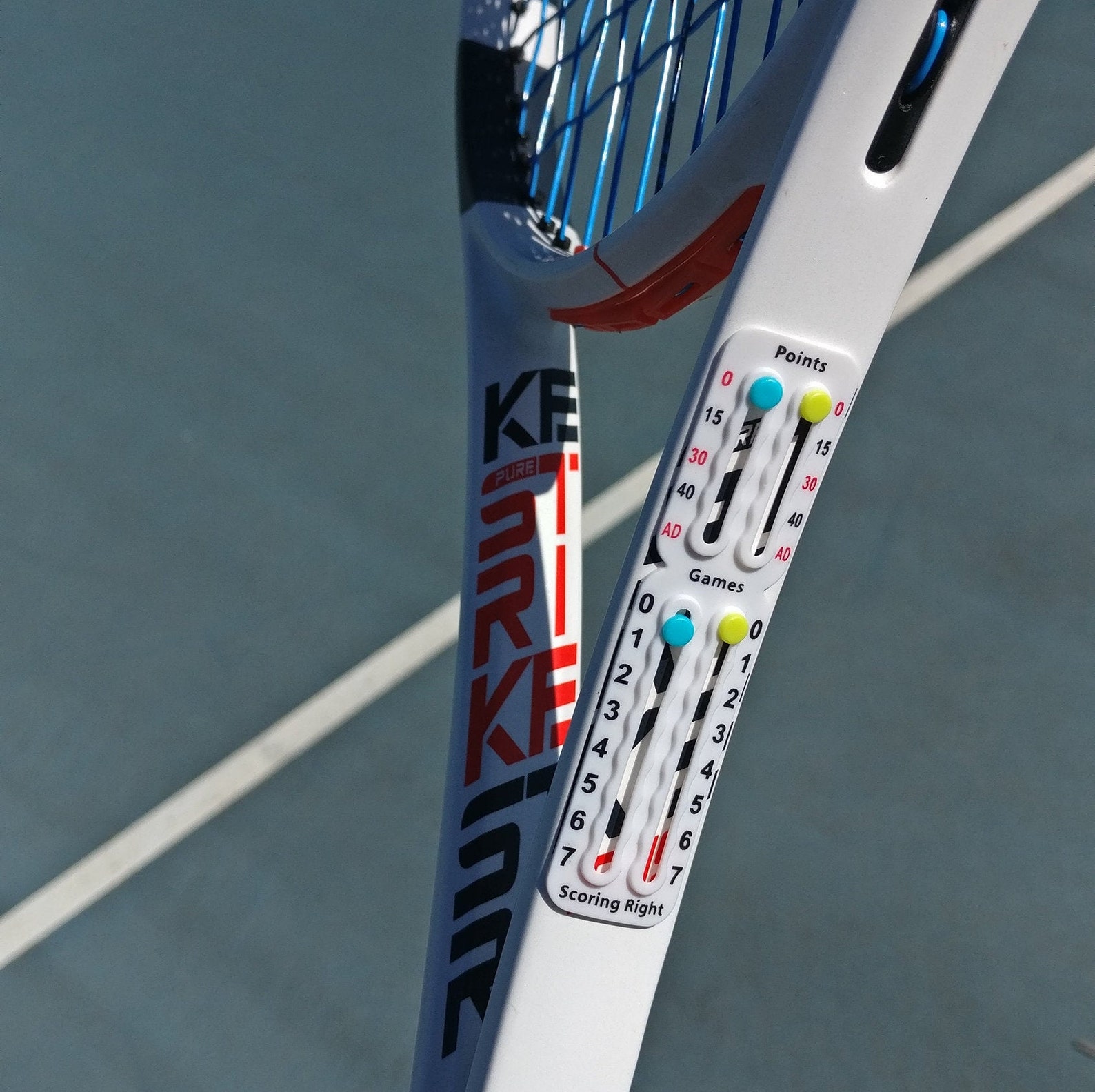 Scoring Right Portable Tennis Racquet Scorekeeper Easily Mounted Score