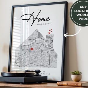 New Home Gift, Personalised Housewarming Gift, New Home Map Print, Valentines Day Gift for Her Him, Gifts for Home, Moving Gift New Home