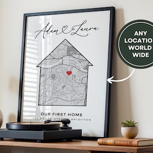 Our First Home Map Personalized Housewarming Gift, First Home Gift For Couple, Custom Map Print New Home Gift For Couple New House Gift