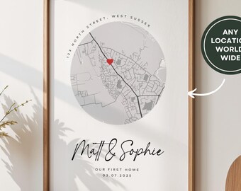 Neues Zuhause Geschenk, personalisierte Housewarming Geschenk, Neues Zuhause Karte Druck, Valentinstag Geschenk für Sie Ihn, Geschenke für Zuhause, Umzugsgeschenk Neues Zuhause