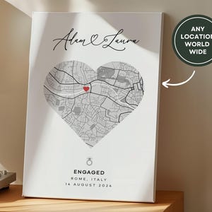 Engagement Gift for Engagement Print, Engagement Map Print, Couples Gift, Personalised Map Print, Engagement Map, Engagement Gifts