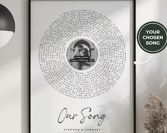 Wedding Song Gift for Wedding Song Lyrics, Custom Song Lyrics Print, First Dance Song Lyric Print, Personalised Song Gift for Wedding Song
