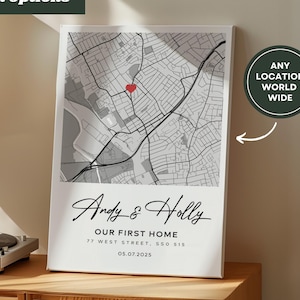 Our First Home Map Personalized Housewarming Gift, First Home Gift For Couple, Custom Map Print New Home Gift For Couple New House Gift