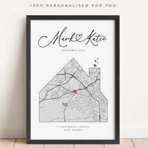 New Home Gift, Personalised Housewarming Gift, New Home Map Print, Christmas Gift for her him, Gifts for Home, Moving Gift New Home
