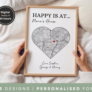 Cadeau personnalisé fête des mères pour grand-mère, grand-mère Grift, nounou, carte personnalisée de la maison pour grand-mère, cadeau maman pour elle, cadeau personnalisé pour nounou