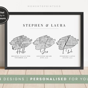 Cadeau d'anniversaire personnalisé pour elle, cadeau pour couple marié, fiancés rencontrés, cadeau de carte d'anniversaire, carte où nous nous sommes rencontrés, impression de carte du premier anniversaire