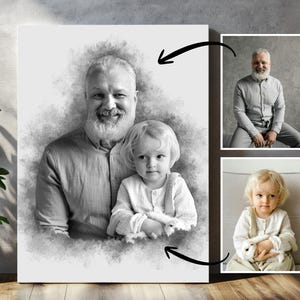 Add Loved One to Photo, Loss of Father-Mother, Family Portrait From Photos, Combine Photos, Christmas Gift, Memorial Gift for Dad Mom