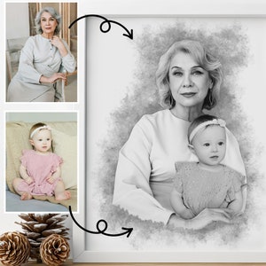 Ajouter un être cher à la photo, portrait commémoratif personnalisé, combiner des photos d'art commémoratif, portrait de famille à partir de photos, ajouter un être cher décédé à la photo