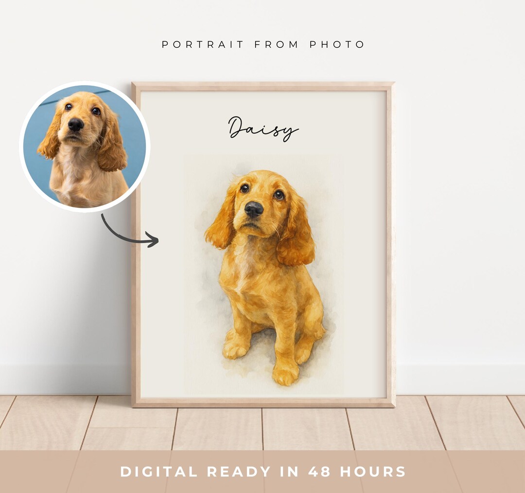 Custom Watercolor Portraits Using Pet Photo Personalized Digital Dog ...