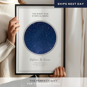 Stampa mappa stellare personalizzata, mappa stellare regalo per anniversario mappa stellare, stampa cielo notturno, stelle la notte in cui ci siamo incontrati, stelle regalo di nozze, poster mappa stellare
