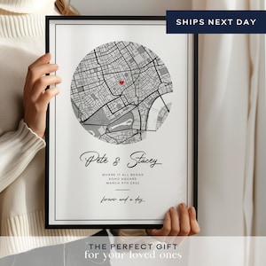 Cadeau d'anniversaire personnalisé pour mariage, cadeau carte de la nuit de notre rencontre, cadeau de fiançailles carte pour cadeau de mariage pour couple, cadeau d'anniversaire en papier