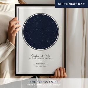 Impressão de mapa estelar personalizado, impressão de céu noturno, presente de mapa estelar personalizado, presente de aniversário da noite em que nos conhecemos, mapa estelar de presente de casamento, presente personalizado
