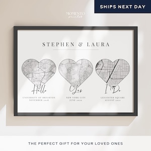 Cadeau d'anniversaire personnalisé pour elle, carte d'anniversaire, carte où nous nous sommes rencontrés, impression de carte premier anniversaire, cadeau de mariage personnalisé