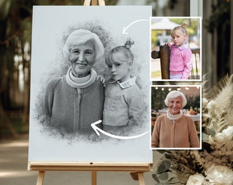 Ajouter un être cher à la photo, Perte du père et de la mère, Ajouter une personne décédée au portrait de famille à partir de photos, Combiner des photos, Cadeau commémoratif pour un père et une mère