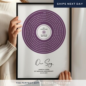 Wedding Song Gift for Wedding Song Lyrics, Custom Song Lyrics Print, First Dance Song Lyric Print, Personalised Song Gift for Wedding Song