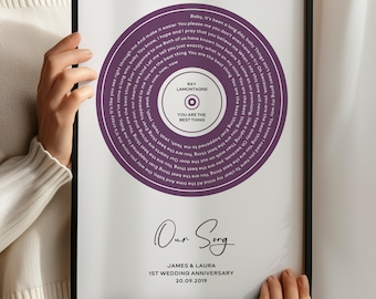 Wedding Song Gift for Wedding Song Lyrics, Custom Song Lyrics Print, First Dance Song Lyric Print, Personalised Song Gift for Wedding Song