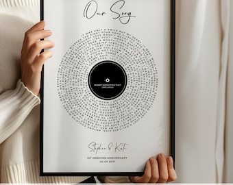 Wedding Song Gift for Wedding Song Lyrics, Custom Song Lyrics Print, First Dance Song Lyric Print, Personalised Song Gift for Wedding Song