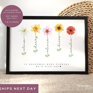 Personalised Mother&#39;s Day Gift for Grandma, Personalized Gift for Mimi, Birth Flower Gift for Mom, Mom Birthday Gift, Unique Gift for Her