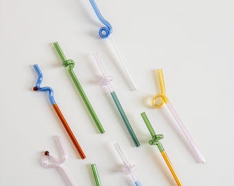 Reusable Glass Straws, Sustainable, Cocktail Straw, Party Straw, Design Straw