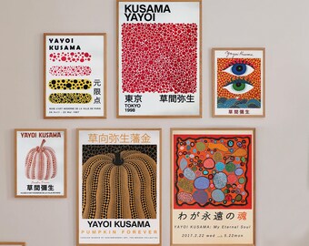 Yayoi Kürbis Leinwand Poster, Yayoi Kusama Kürbis Kunstdruck, japanisches Pop Art Poster