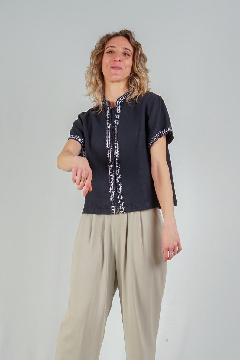 Black Linen Top image 4