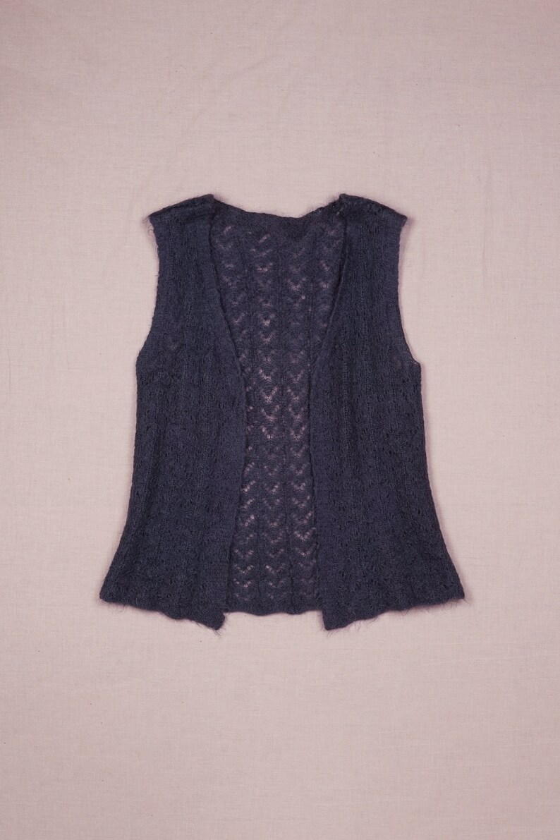 Navi Blue Knitted Mohair Waistcoat, size S/M image 7