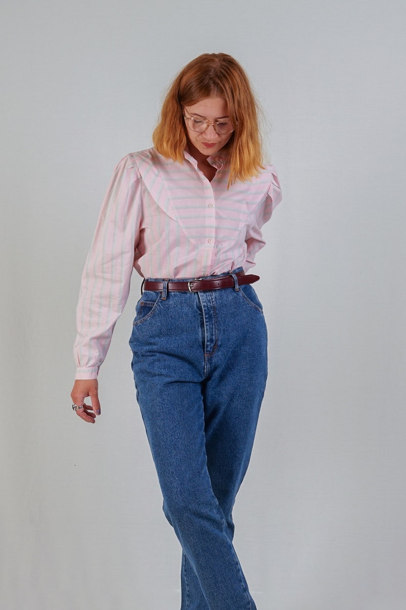 80's Striped Cotton Blouse image 4