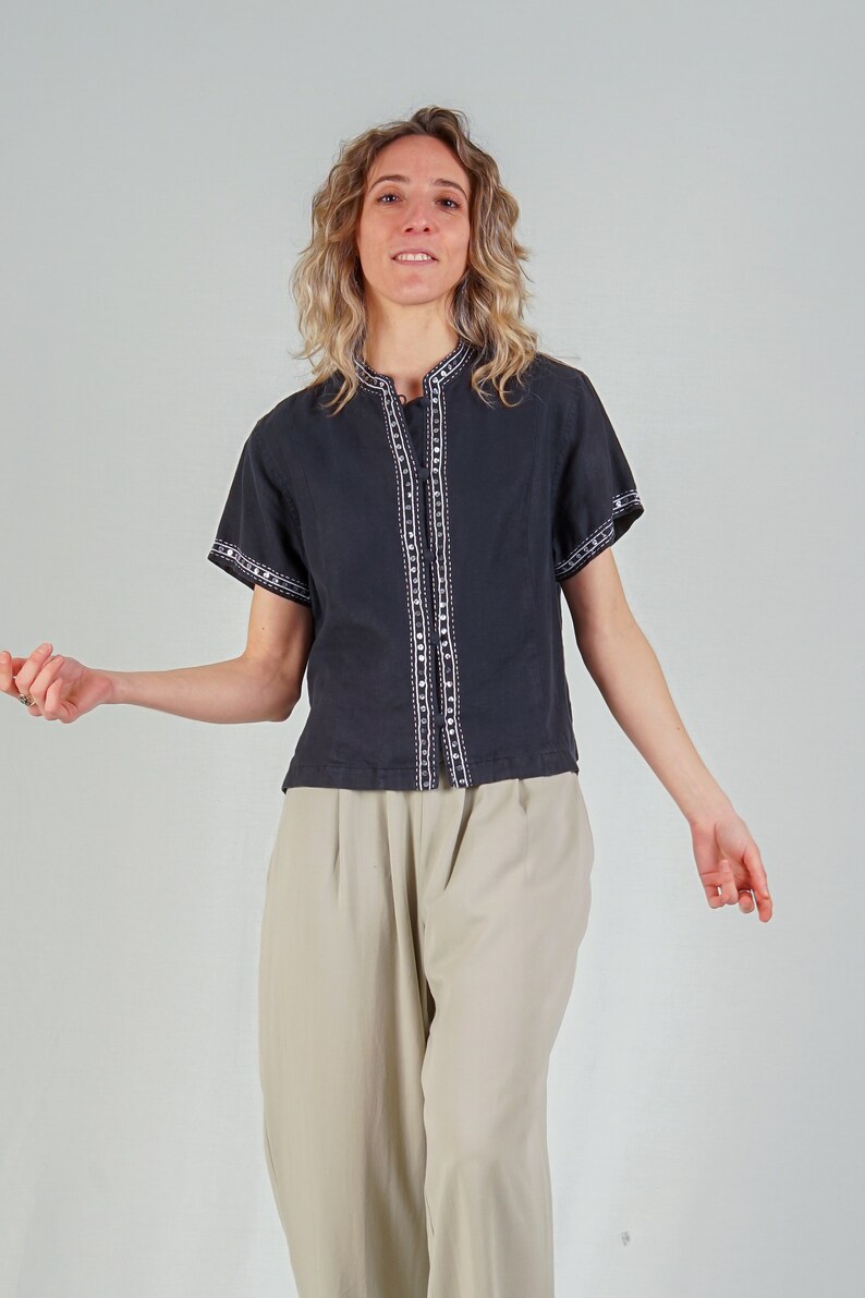 Black Linen Top image 5