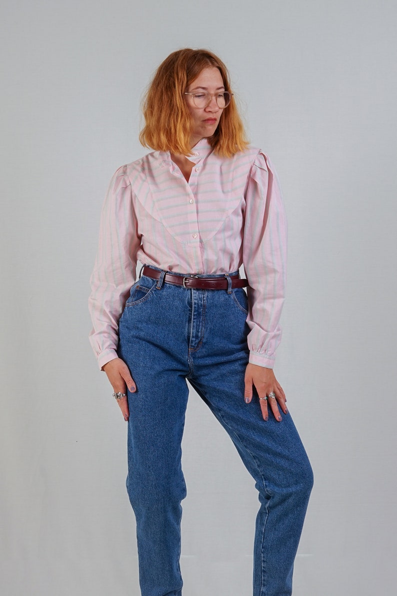 80's Striped Cotton Blouse image 1