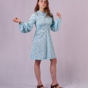 70's Vintage Blue Short Dress image 1