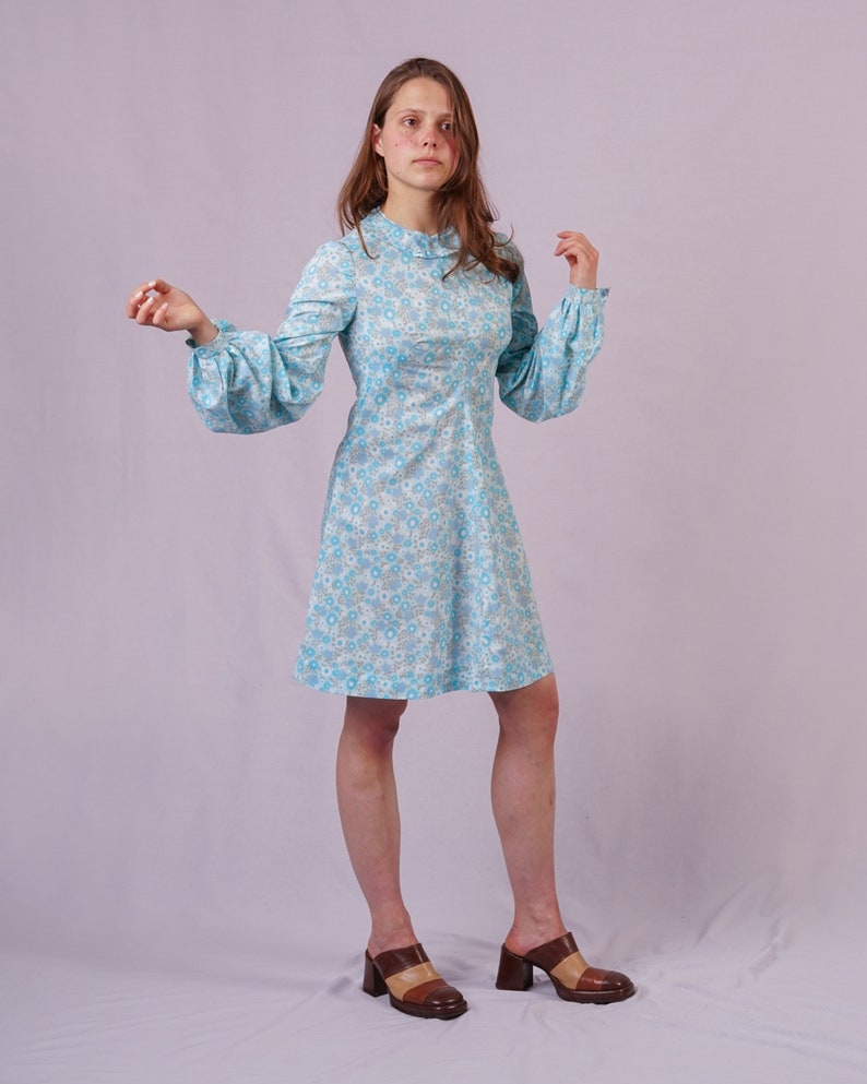 70's Vintage Blue Short Dress image 1