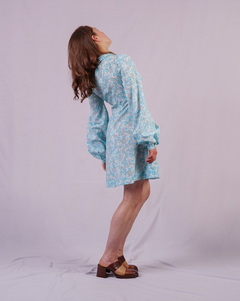 70's Vintage Blue Short Dress image 2