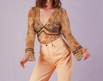 70's Vintage Sheer Silk blouse