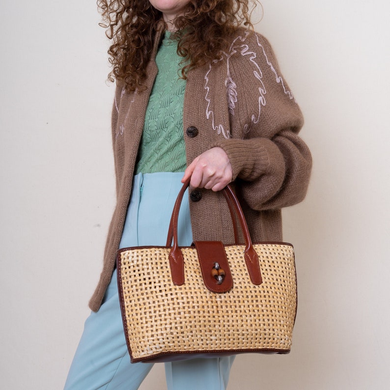 vintage straw-bag wicker bag