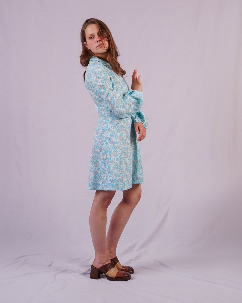70's Vintage Blue Short Dress image 3