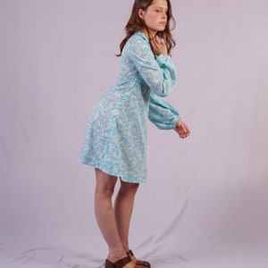 70's Vintage Blue Short Dress image 4