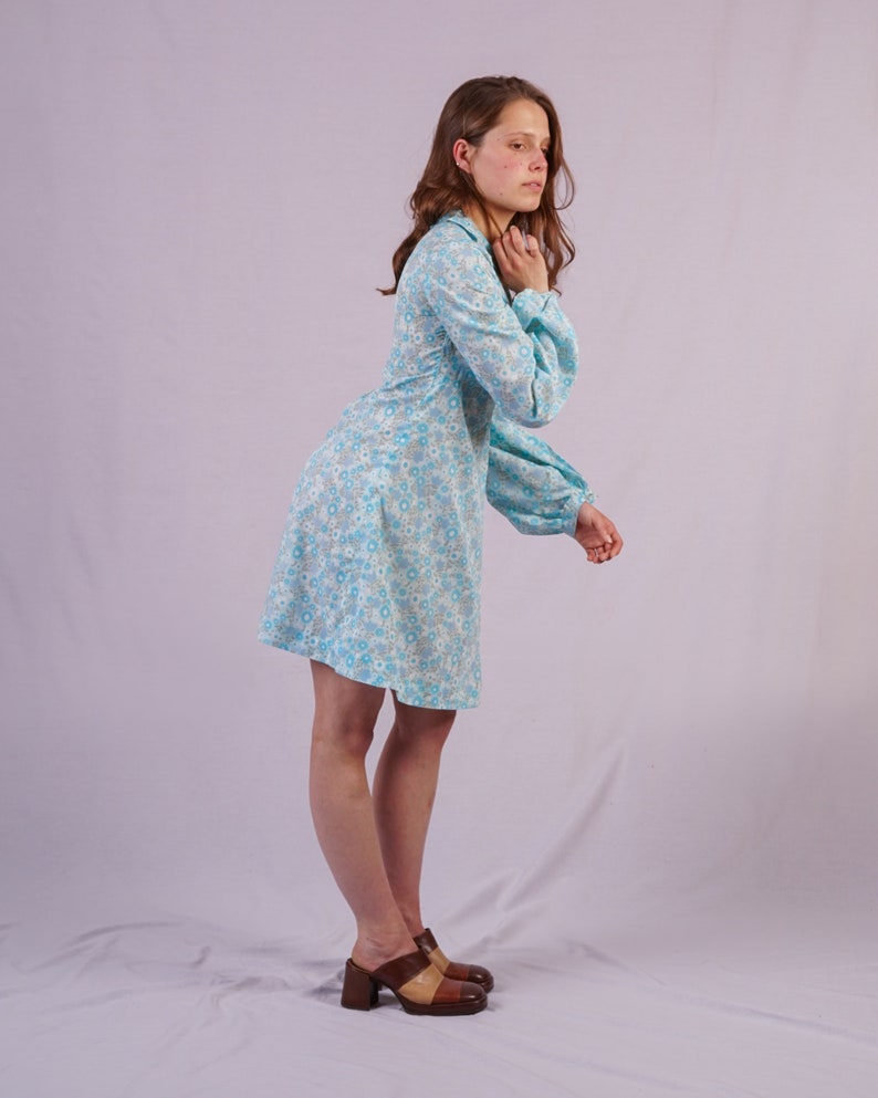 70's Vintage Blue Short Dress image 4