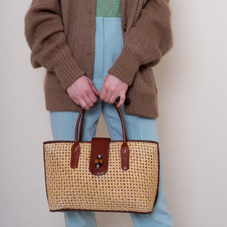 vintage straw-bag wicker bag