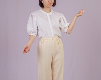 Vintage Sheer Blouse with Puffed Sleeves