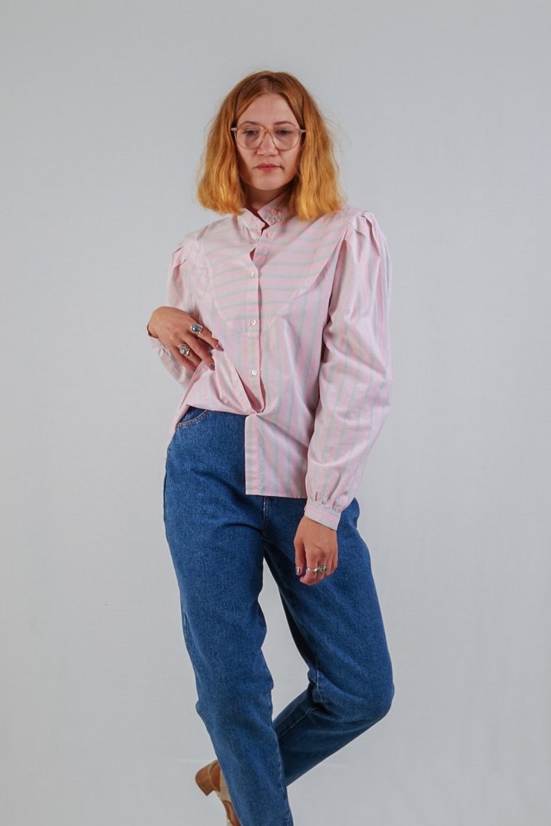 80's Striped Cotton Blouse image 5