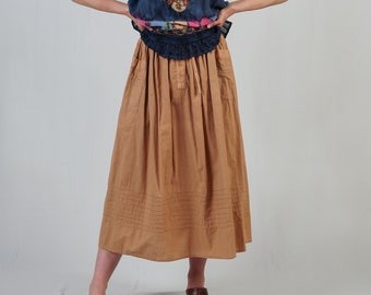 Vintage Camel Cotton Skirt