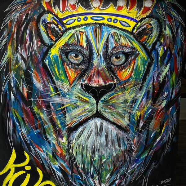 Peinture Acrylique décorative Murale Lion Roi