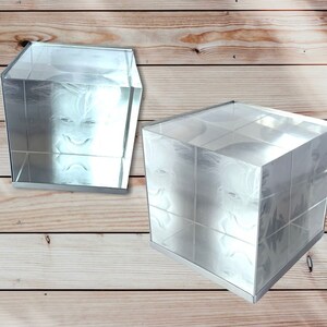 portafoto  cubo di cristallo 7x7x7  con foto inclusa in carta e supporto in alluminio