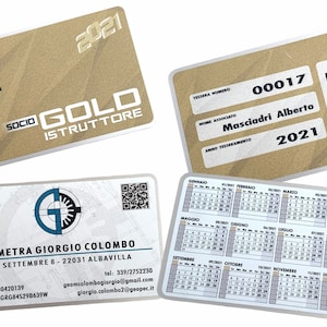 tessere in alluminio - biglietti da visita -tessere soci - card speciali compreso di qrcode