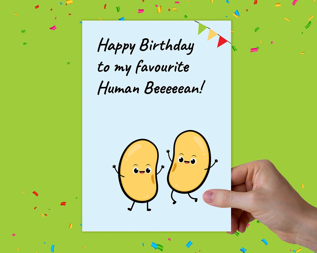 Couple Birthday Card Happy Birthday to My Favourite Human Bean Greeting Card for Husband, Funny