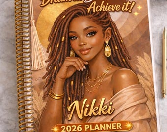 2026 Personalized All-In-One Planner | Black Girl Planner | Jan–Dec Vertical Planner | Budget, Fitness, Debt & Goal Journal