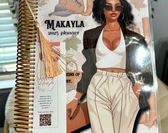 Jan to Dec 2025 All in one Personalize Planner -Black girl planner , Vertical Planner, Journal Pages, Budget, fitness, Debt Yearly Planner