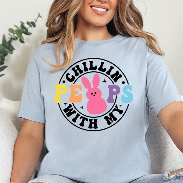 Chillin' with My Peeps Toddler Shirt - Funny Easter Kids Tee - Trendy Hipster Natural Baby Toddler Tee Kids Easter Shirt